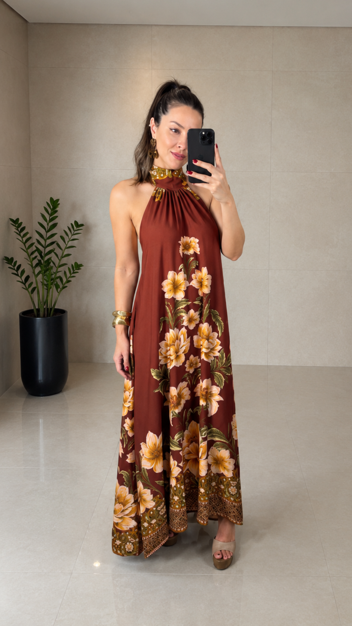 Vestido Feminino Longo Floral Elegante em Tecido Leve Premium – Flower Mahfê