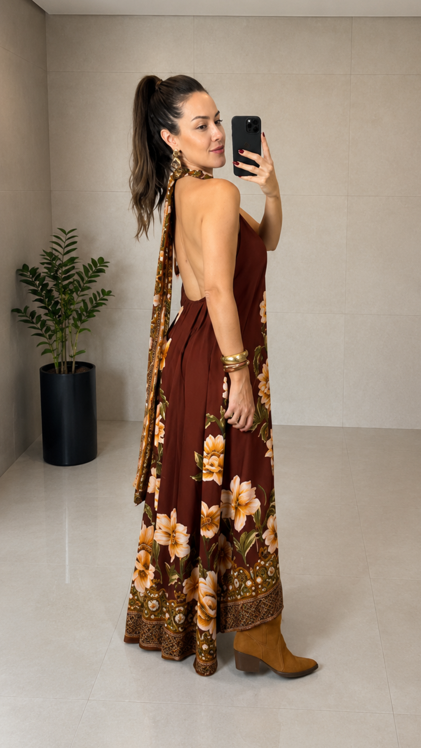 Vestido Feminino Longo Floral Elegante em Tecido Leve Premium – Flower Mahfê
