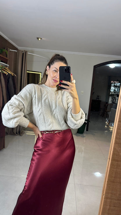 Blusa Feminina de Tricot Texturizado Elegante em Tecido Premium – Mahfê