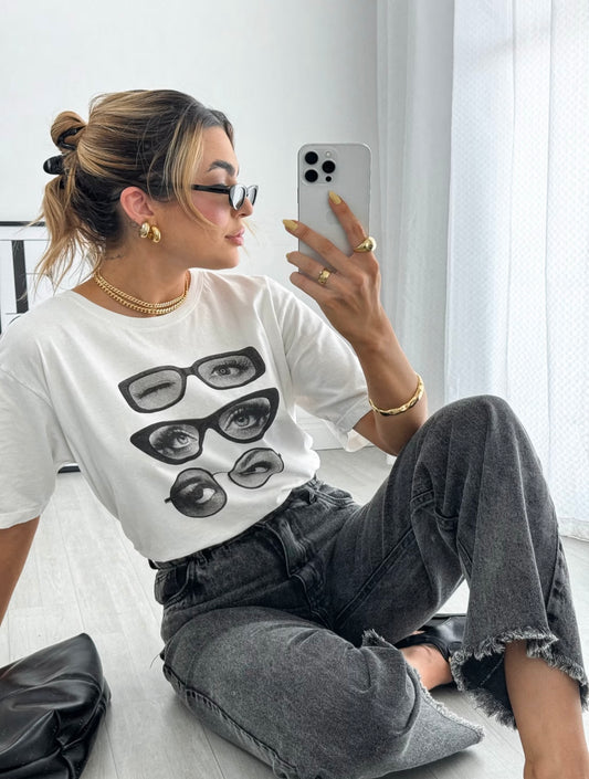 Camiseta Feminina Oversized em Algodão com Estampa Fashion – Mahfê
