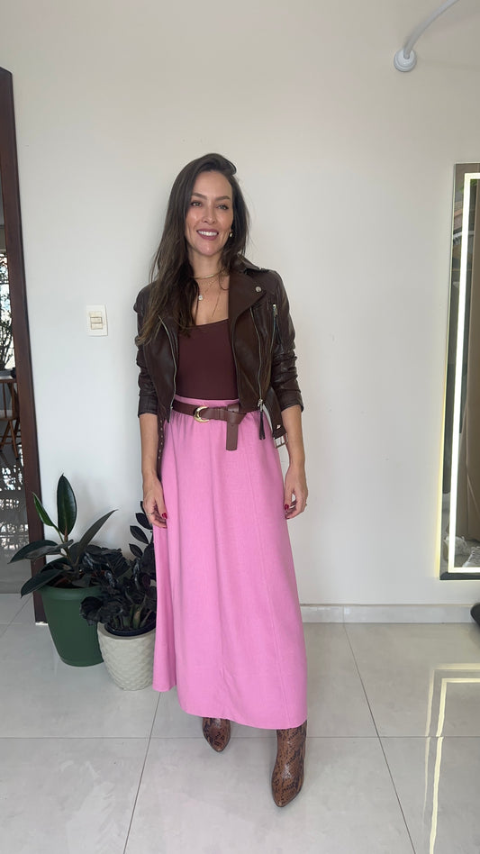 Saia Feminina Midi Fluida Elegante em Tecido Leve Premium – Luna Mahfê