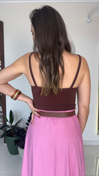 Saia Feminina Midi Fluida Elegante em Tecido Leve Premium – Luna Mahfê