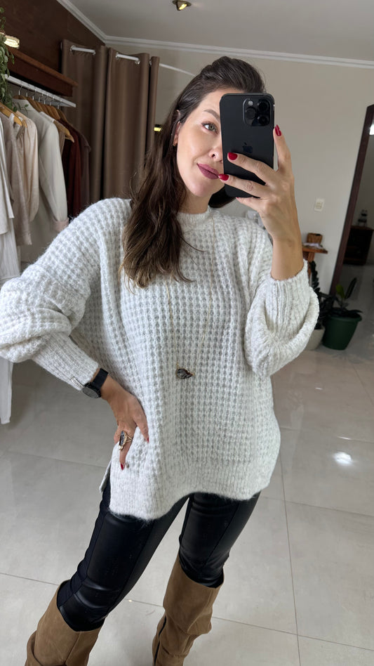 Blusa Tricot Feminina Gola Removível Textura Maxi Comfort – Mahfê