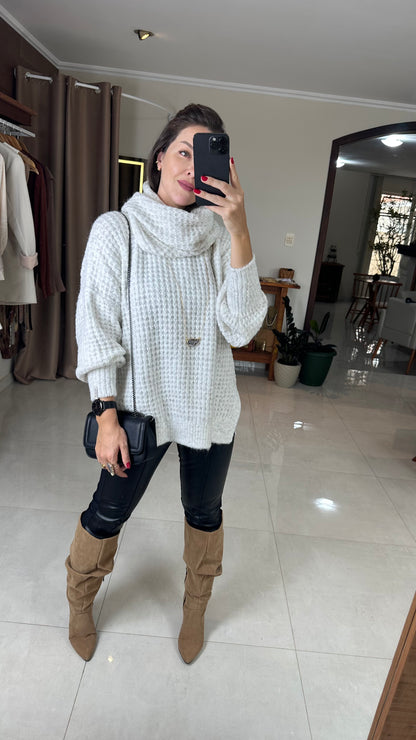Blusa Tricot Feminina Gola Removível Textura Maxi Comfort – Mahfê