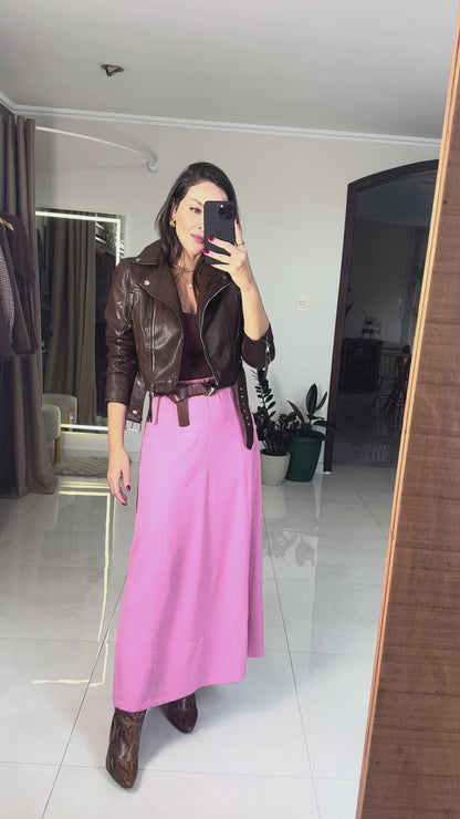Saia Feminina Midi Fluida Elegante em Tecido Leve Premium – Luna Mahfê
