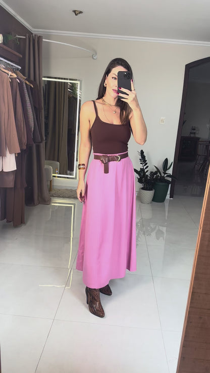 Saia Feminina Midi Fluida Elegante em Tecido Leve Premium – Luna Mahfê