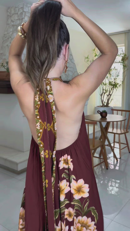 Vestido Feminino Longo Floral Elegante em Tecido Leve Premium – Flower Mahfê